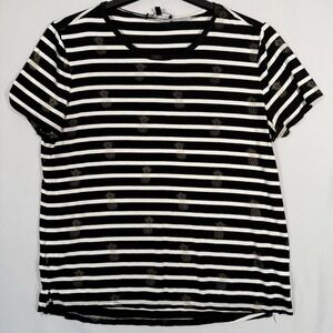 Romeo & Juliet Black White Striped W/Pineapples Large short‎ sleeve